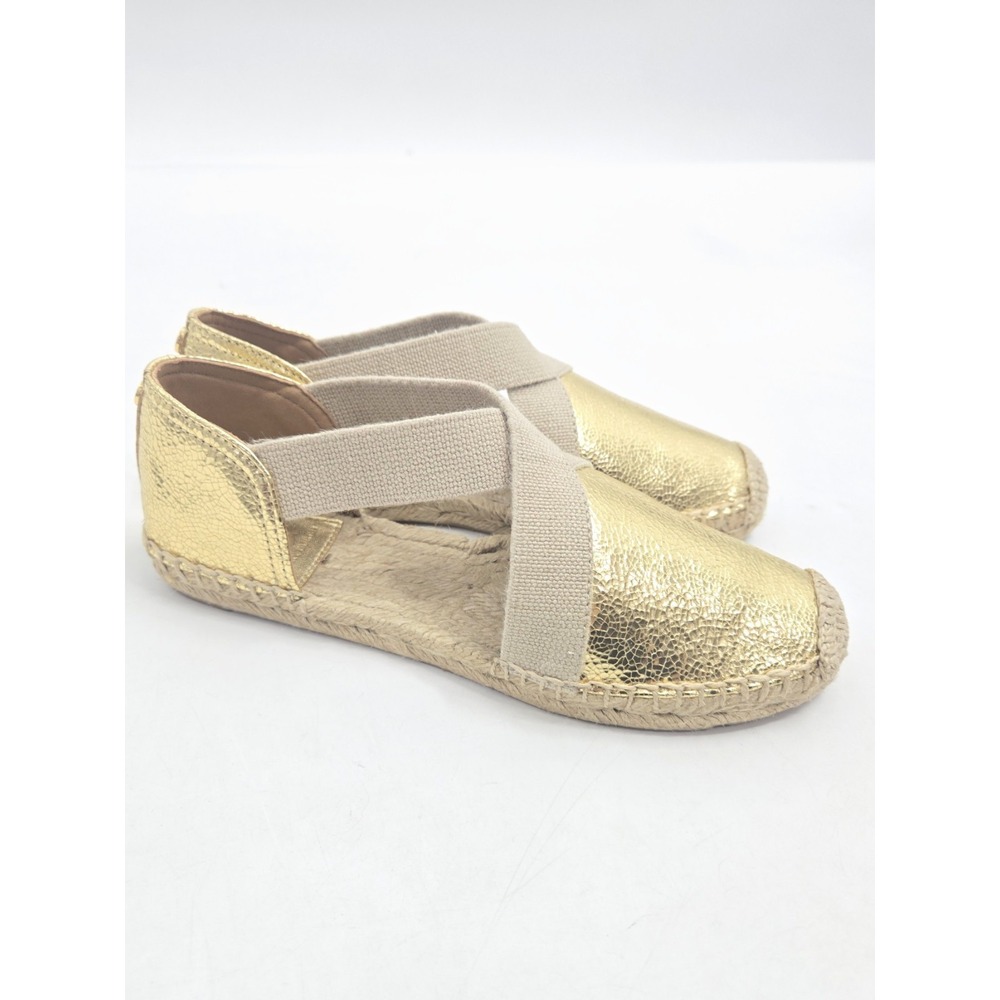 Tory Burch Espadrille Flats Women's Size 7 Metallic Gold Leather